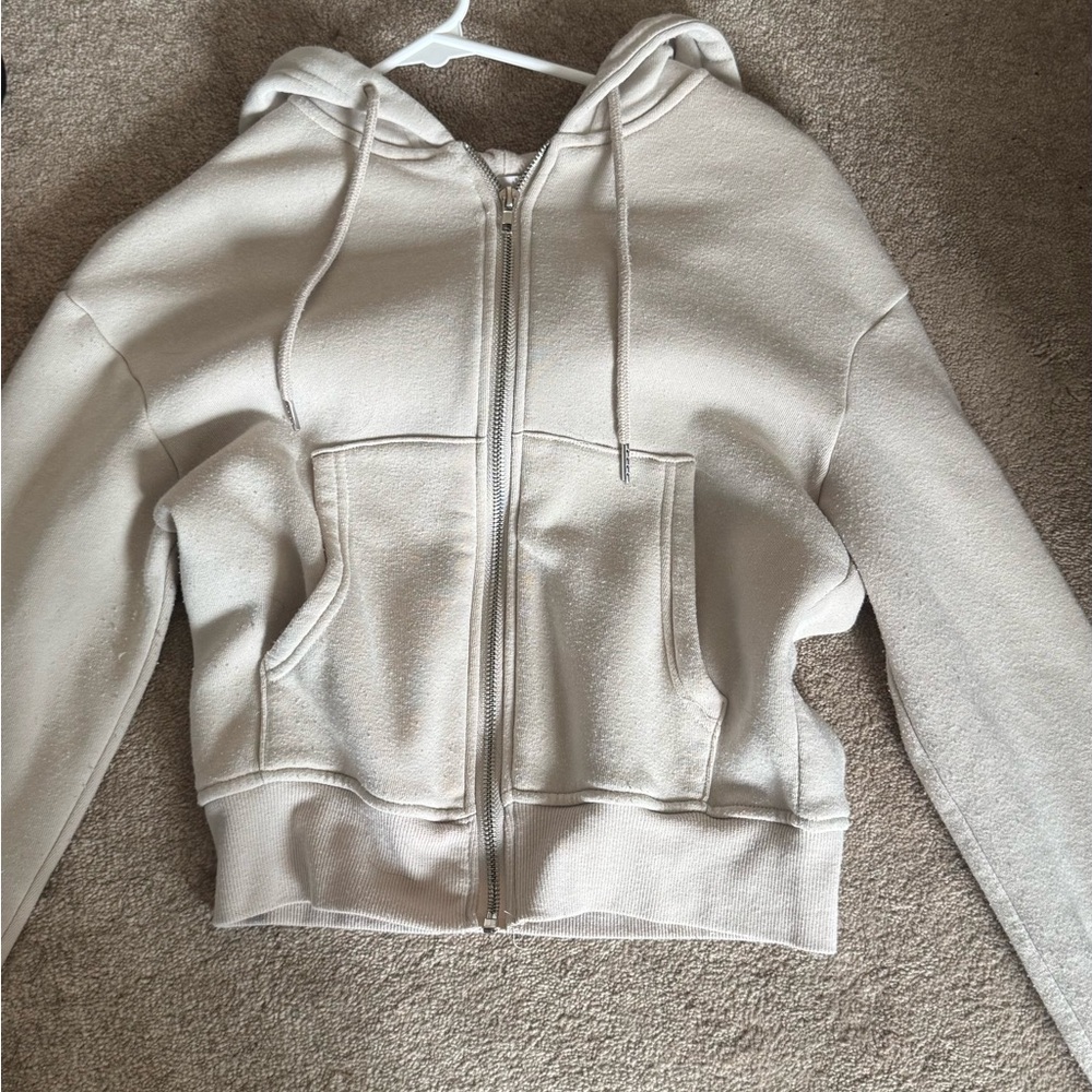 If It Were Me Beige Zip-Up Hoodie
